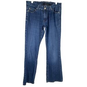 CALVIN KLEIN JEANS Low Rise Flare Women 12 Blue Denim Medium Wash Cotton Stretch